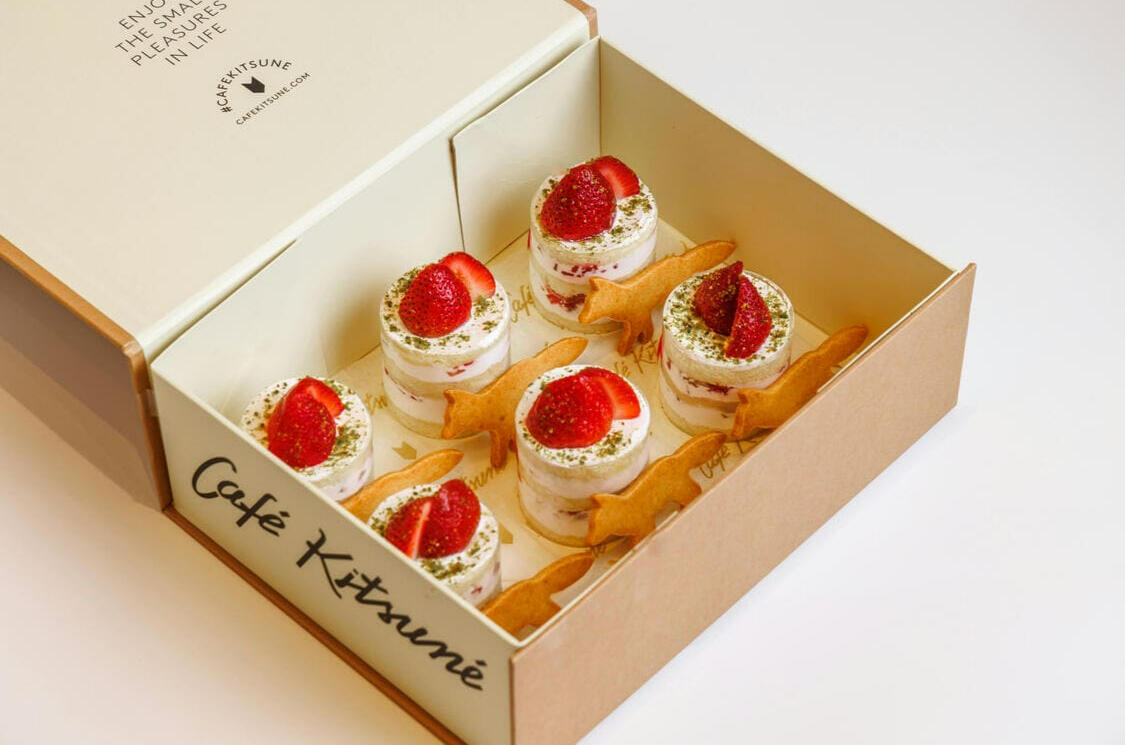 Strawberry mousse cakes packaged for restaurant promo video shoot in Vancouver by Shotevo
